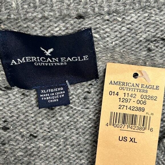 American Eagle Sweater Mens XL Gray Black Speckled Silk Wool Blend Crew Neck NWT - Picture 9 of 12